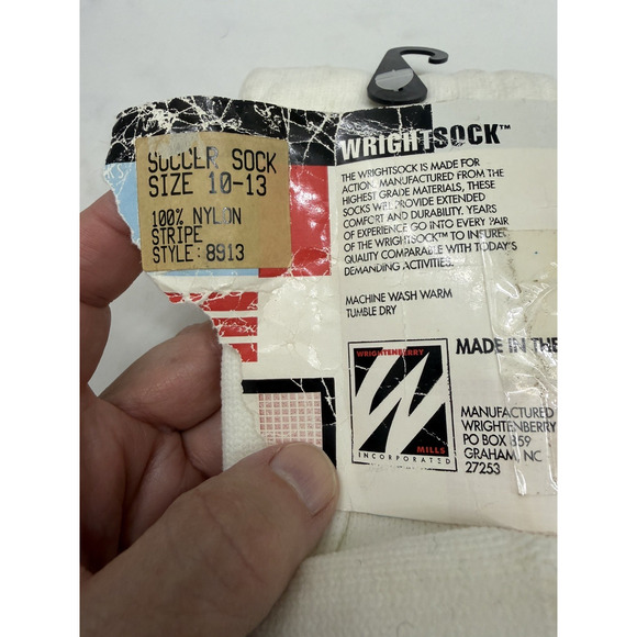 VTG 80s Tube Nylon Socks Football Basketball Soccer Blue Stripe Size 10-13 NWT - Picture 7 of 8